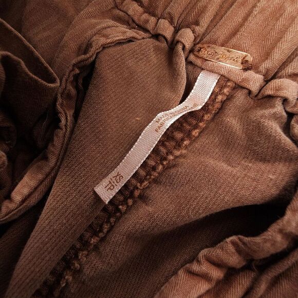 FREE PEOPLE Margate Pleated Trouser Casual Pant Corduroy Brown Boho Lagenlook XS - Picture 7 of 7